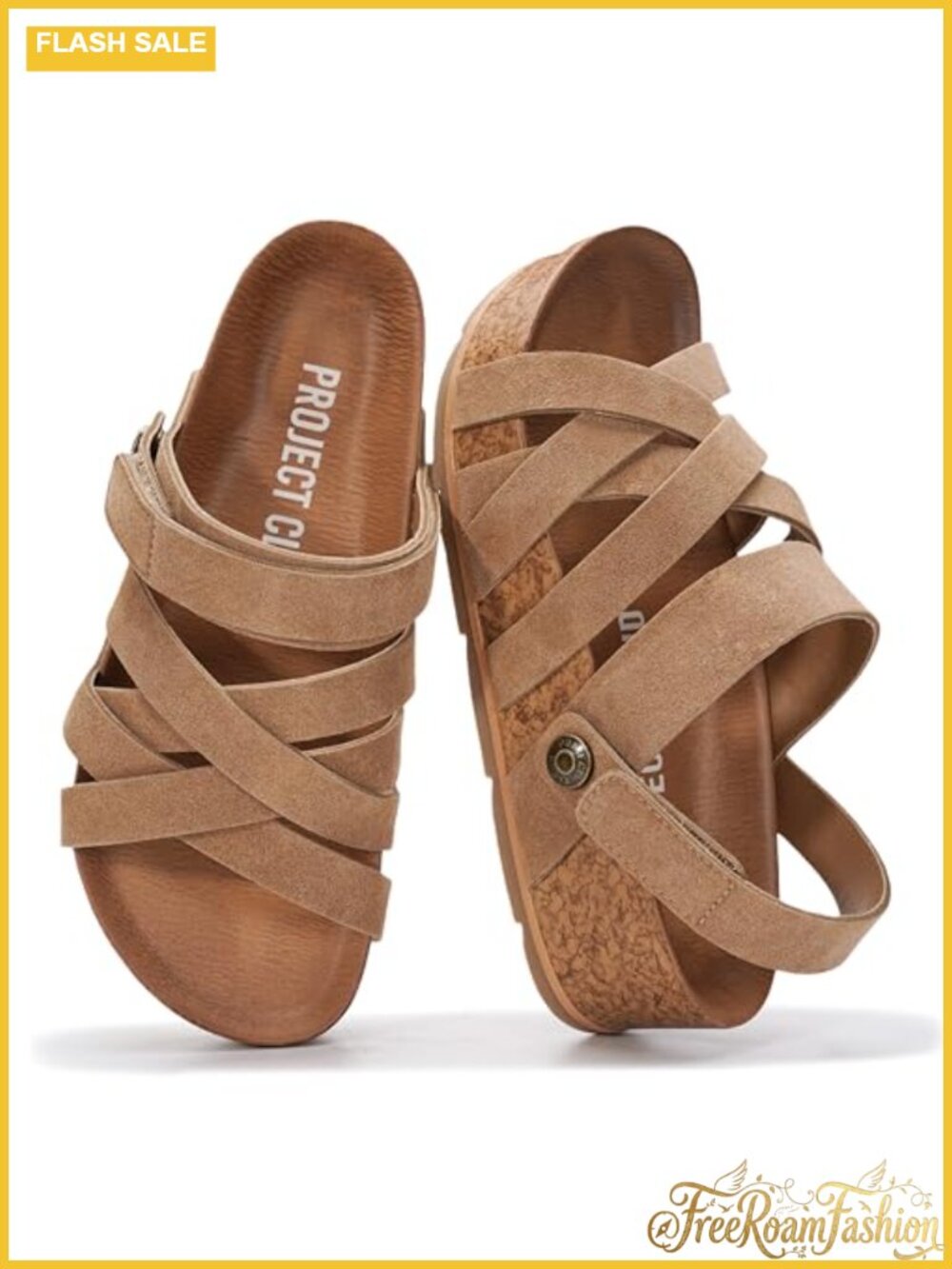 Genuine Leather Platform Wedge Sandals Adjustable Slip On